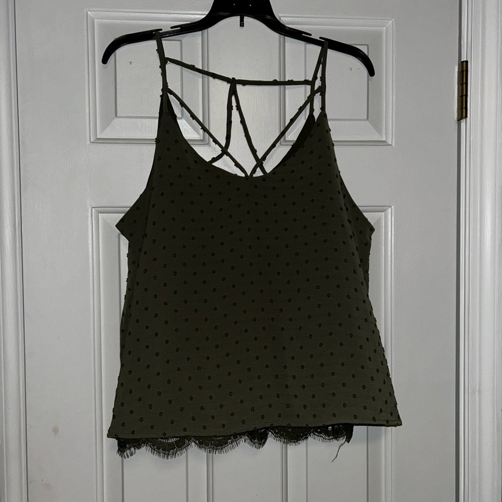 Xhilaration Green Asymmetrical Camisole Top